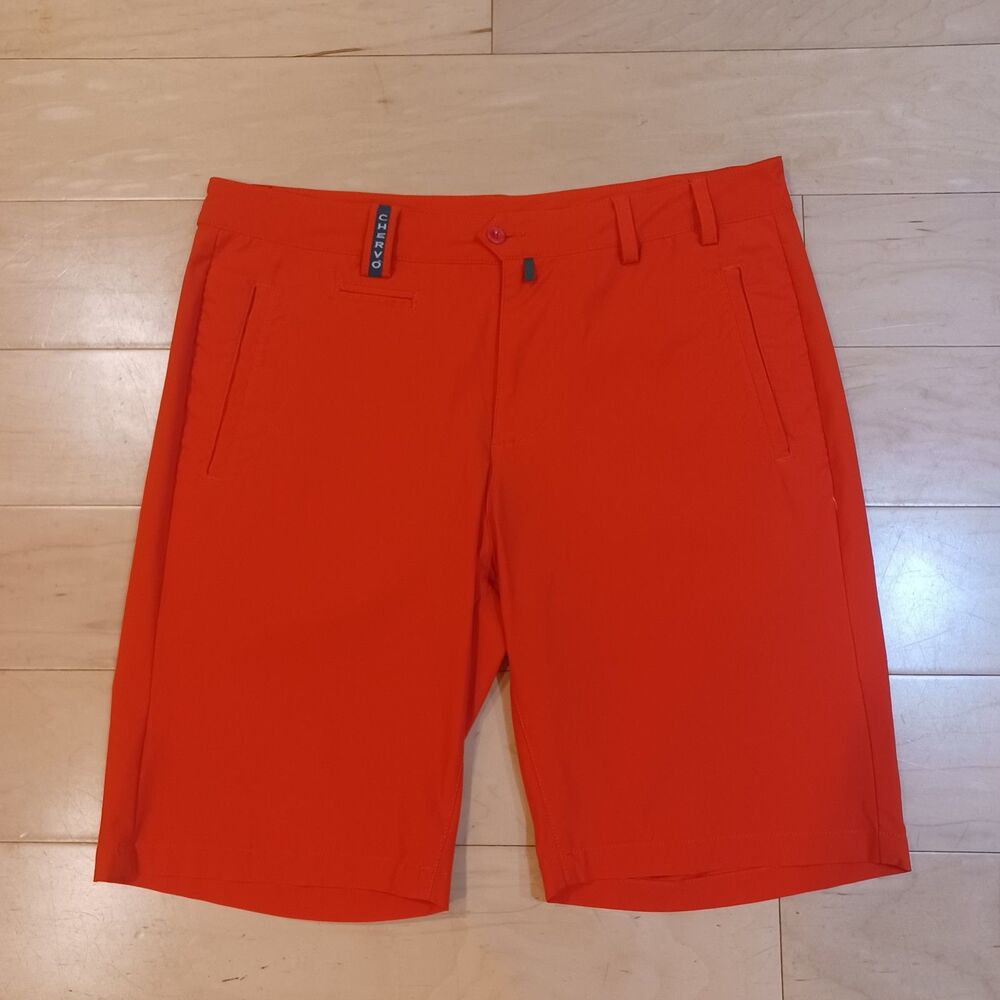 Chervo Sports Mens Golf Performance Garing Shorts UV Protection Size 34x9.5" Red